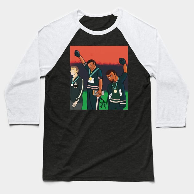 Tommie Smith and John Carlos Baseball T-Shirt by Dr Paul Art